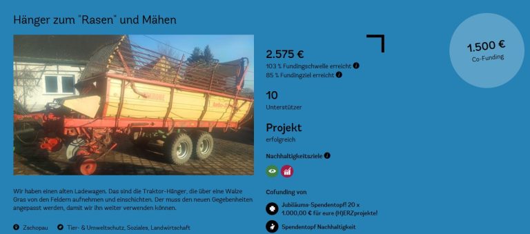 Förderseite von 99Funken und dem Ladewagenprojekt